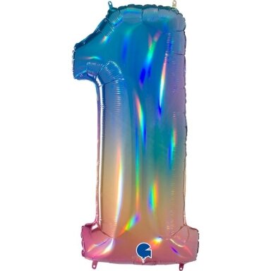 Folinis balionas skaičius ''1'' ombre