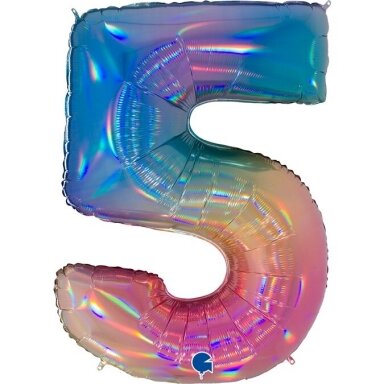 Folinis balionas skaičius ''5'' ombre