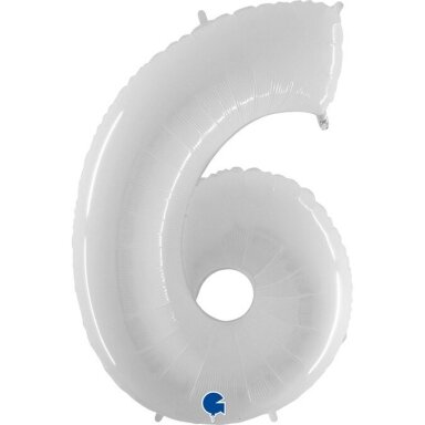 Folinis balionas skaičius ''6'' baltas