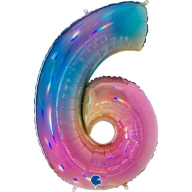Folinis balionas skaičius ''6'' ombre