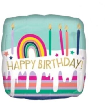 Folinis balionas su dryžuotu tortu ''Happy birthday''