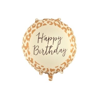 Folinis balionas su leopardo raštu ''Happy Birthday''