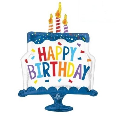 Folinis balionas ''Tortas su žvakutėm, Happy Birthday''