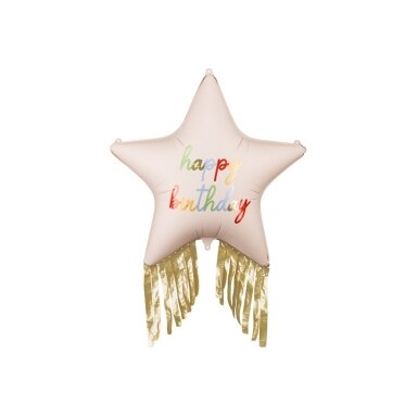 Folinis balionas žvaigždė su užrašu ''Happy Birthday''