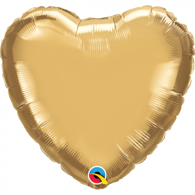 Folinis balionas chrominė širdelė, auksinė