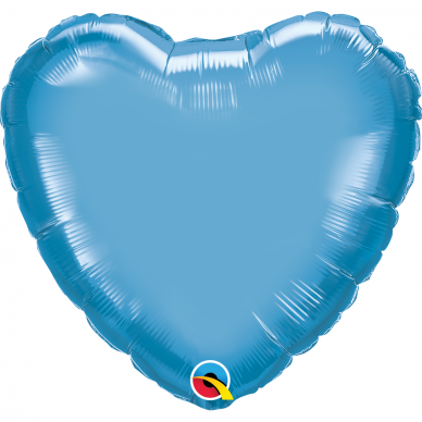 Folinis balionas chrominė širdelė, mėlyna
