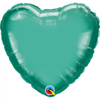 Folinis balionas chrominė širdelė, žalia