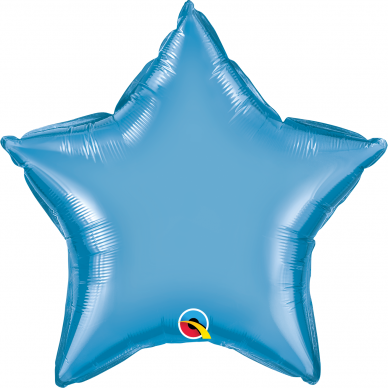 Folinis balionas chrominė žvaigždutė, mėlyna