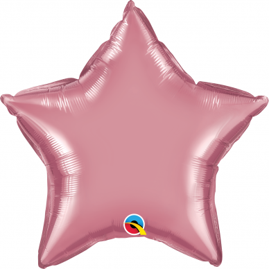 Folinis balionas chrominė žvaigždutė, rožinė