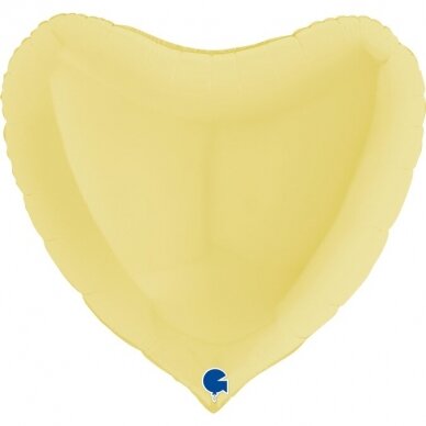 Folinis balionas didelė širdis, matinė geltona