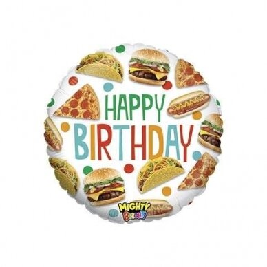 Folinis balionas ''Happy Birthday - Fast Food'' Folinis balionas ''Happy Birthday - Fast Food''