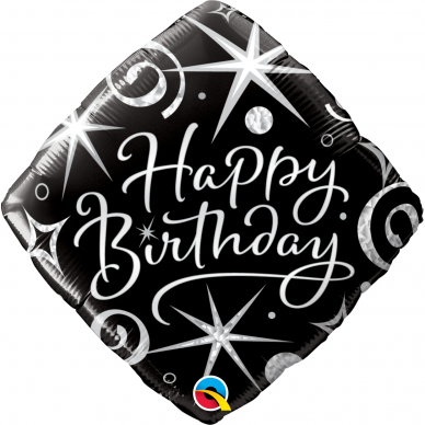 Folinis balionas ''Happy Birthday juodai sidabrinis rombas'' Folinis balionas ''Happy Birthday juodai sidabrinis rombas''