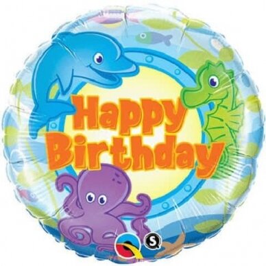 Folinis balionas ''Happy Birthday - vandenyno draugai''