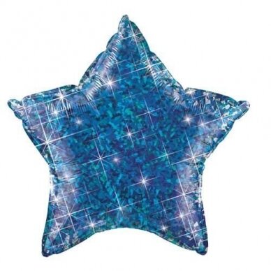 Folinis balionas holografinė žvaigždė, mėlyna