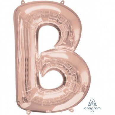 Folinis balionas raidė ''B'' rožinio aukso spalvos