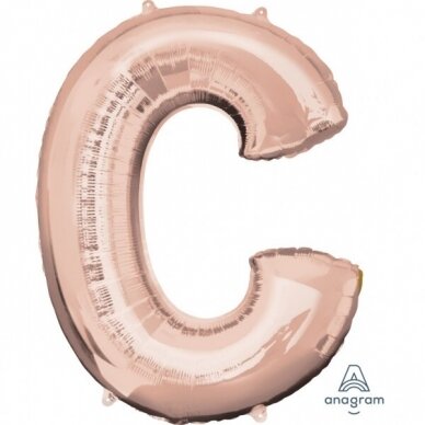 Folinis balionas raidė ''C'' rožinio aukso spalvos