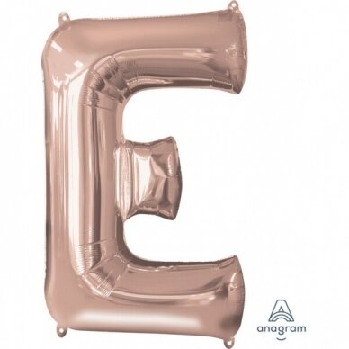 Folinis balionas raidė ''E'' rožinio aukso spalvos