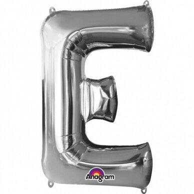 Folinis balionas raidė ''E'' sidabrinės spalvos