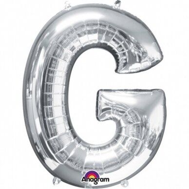 Folinis balionas raidė ''G'' sidabrinės spalvos