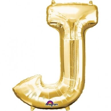 Folinis balionas raidė ''J'' auksinės spalvos