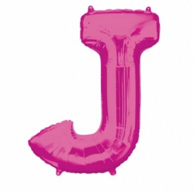 Folinis balionas raidė ''J'' tamsiai rožinės spalvos