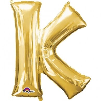 Folinis balionas raidė ''K'' auksinės spalvos