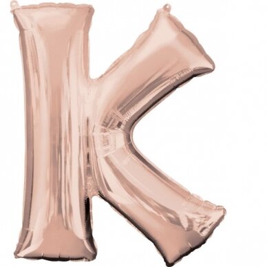 Folinis balionas raidė ''K'' rožinio aukso spalvos