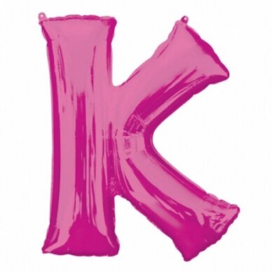 Folinis balionas raidė ''K'' tamsiai rožinės spalvos