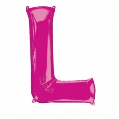 Folinis balionas raidė ''L'' tamsiai rožinės spalvos