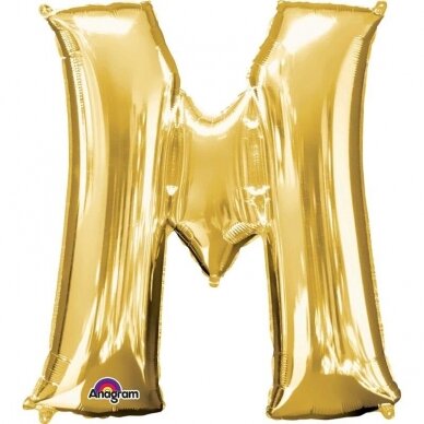 Folinis balionas raidė ''M'' auksinės spalvos