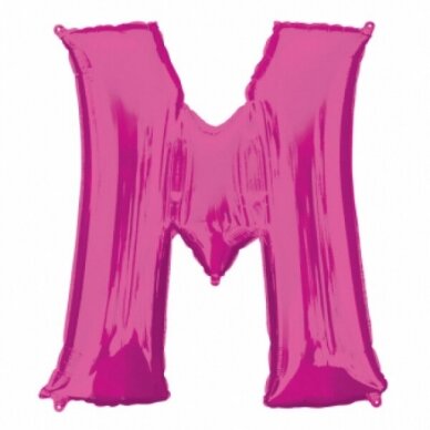Folinis balionas raidė ''M'' tamsiai rožinės spalvos