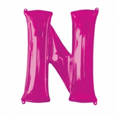 Folinis balionas raidė ''N'' tamsiai rožinės spalvos