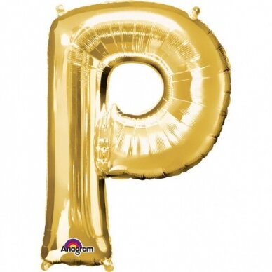 Folinis balionas raidė ''P'' auksinės spalvos