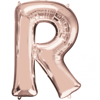 Folinis balionas raidė ''R'' rožinio aukso spalvos