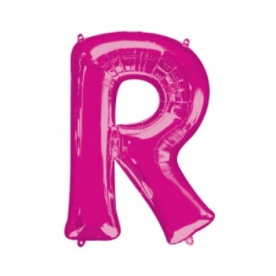 Folinis balionas raidė ''R'' tamsiai rožinės spalvos