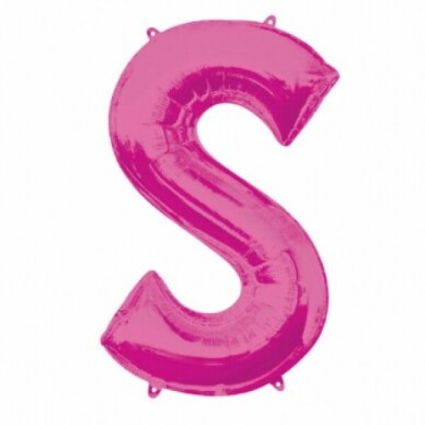 Folinis balionas raidė ''S'' tamsiai rožinės spalvos