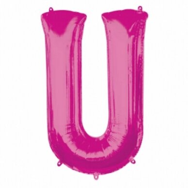 Folinis balionas raidė ''U'' tamsiai rožinės spalvos