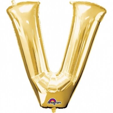 Folinis balionas raidė ''V'' auksinės spalvos