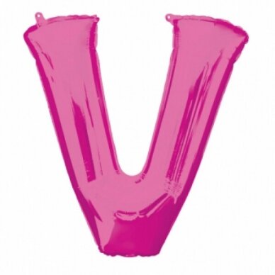 Folinis balionas raidė ''V'' tamsiai rožinės spalvos