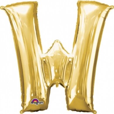 Folinis balionas raidė ''W'' auksinės spalvos
