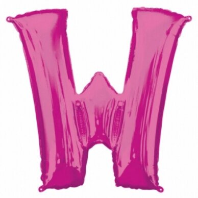 Folinis balionas raidė ''W'' tamsiai rožinės spalvos