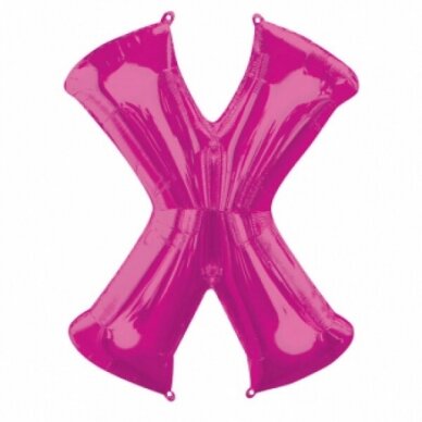 Folinis balionas raidė ''X'' tamsiai rožinės spalvos