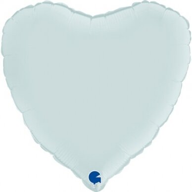 Folinis balionas širdelė, pastelinės žydros spalvos