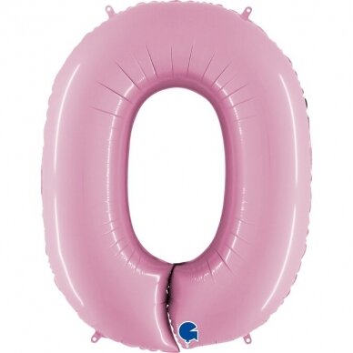 Folinis balionas skaičius ''0'' pastelinė rožinė
