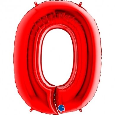 Folinis balionas skaičius ''0'' raudonos spalvos