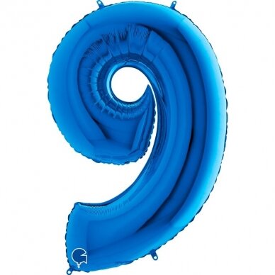 Folinis balionas skaičius ''9'' mėlynos spalvos