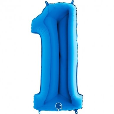 Folinis balionas skaičius ''1'' mėlynos spalvos