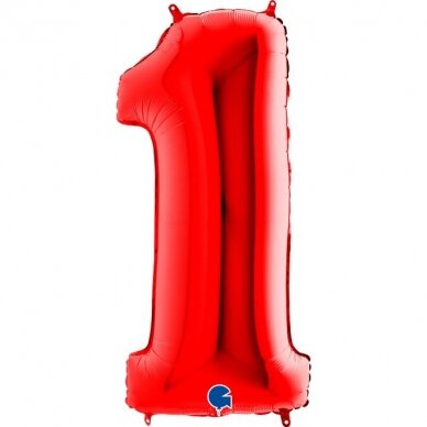 Folinis balionas skaičius ''1'' raudonos spalvos