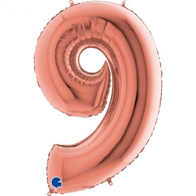 Folinis balionas skaičius ''9'' rožinio aukso spalvos