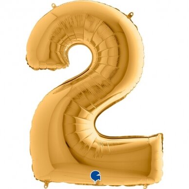 Folinis balionas skaičius ''2'' aukso spalvos